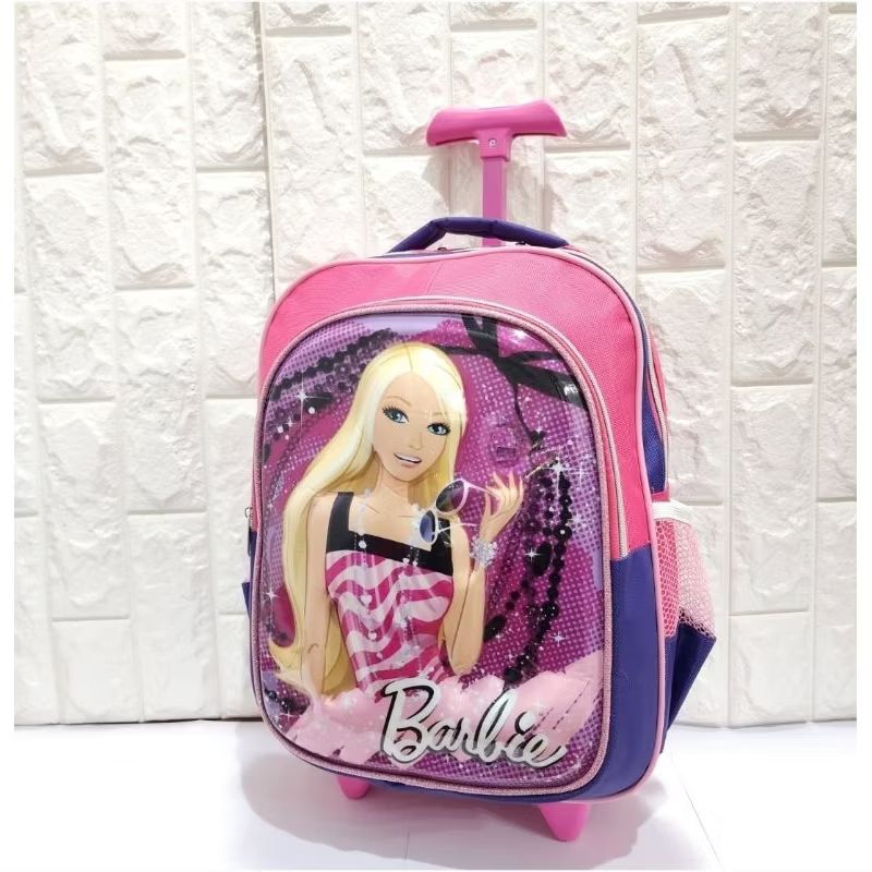Samaenre_Store - Barbie Troly Tas Ransel anak sekolah ransel dorong motif karakter cantik Barbie Tro