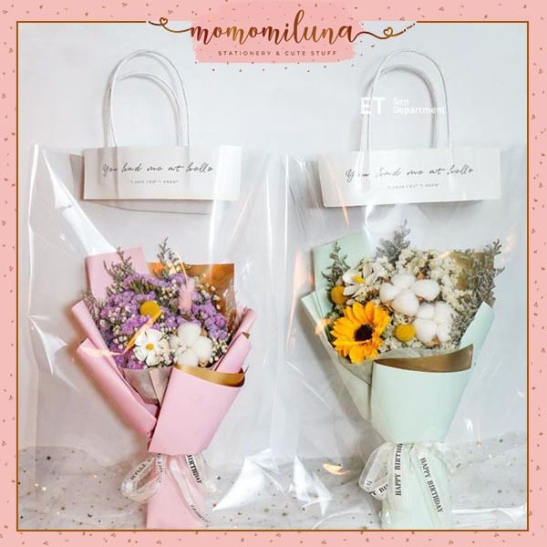 

Kantong bunga OPP hello flower bag kantong buket bunga romantis tulisan you had me at hello transparan HB1679