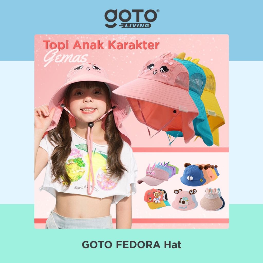 Goto Fedora Topi Anak Perempuan Laki Laki Bucket Visor Karakter Lucu