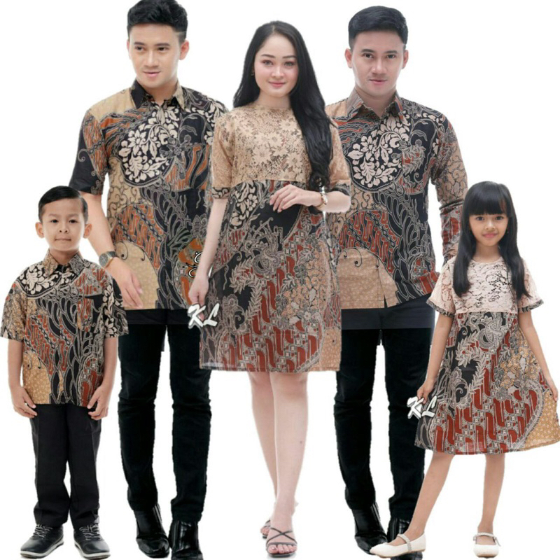 Baju Couple Dress Brokat Keluarga Pria dan Wanita Modern Batik Couple Keluarga Dress Natalan Hem Kat