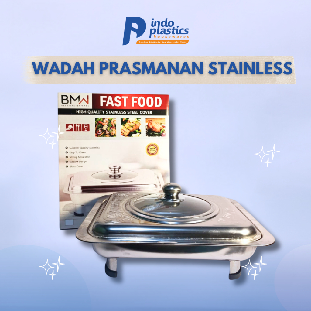 Wadah Prasmanan Stainless Kaca BMW/Tempat Saji Prasmanan Restoran