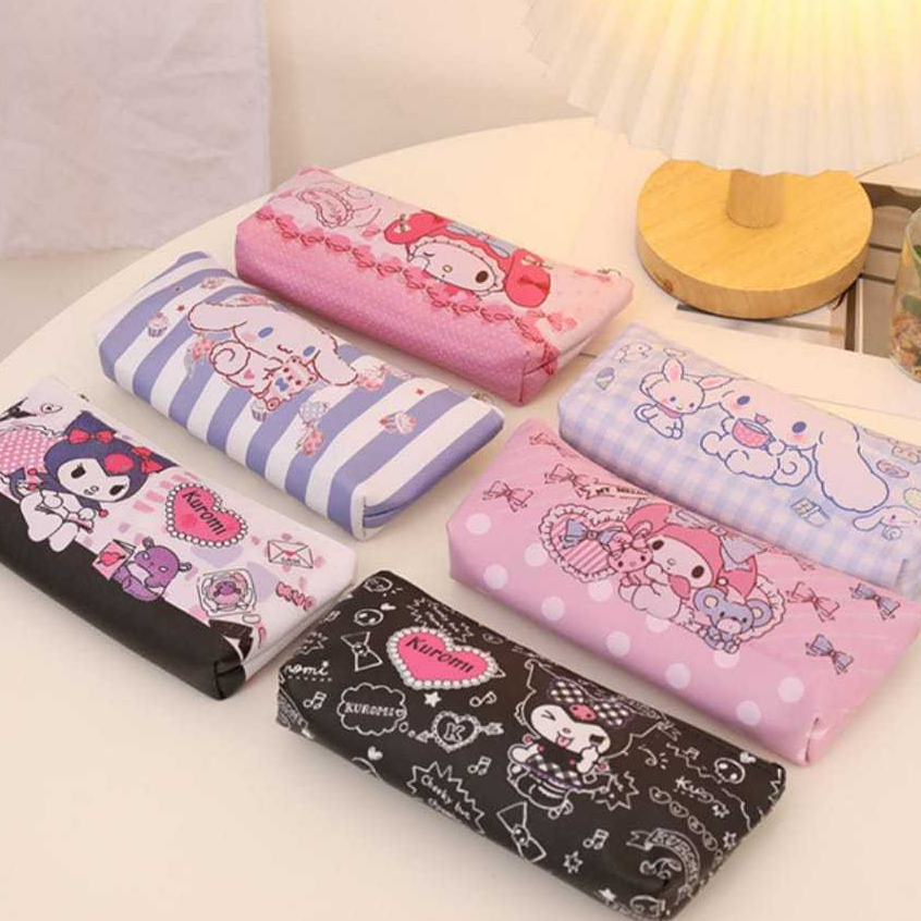

Tempat Pensil Sanrio Kuromi Cinnamoroll dompet koin Multifungsi persegi Tempat Pensil Anak Cute Kanvas