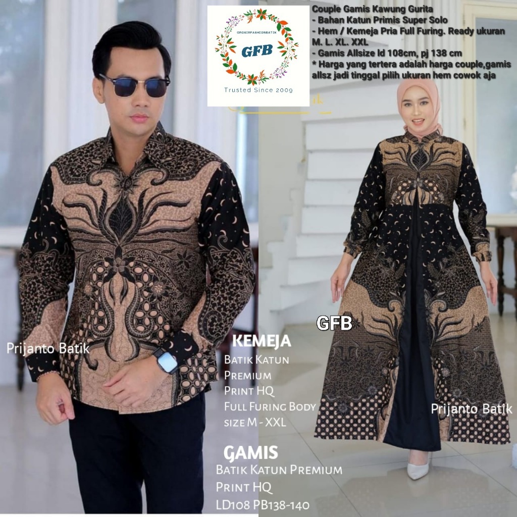 ORI Couple Gamis Batik Premium ORI Solo Termurah Terbaru Terlaris Viral Sarimbit Batik Gamis Seragam