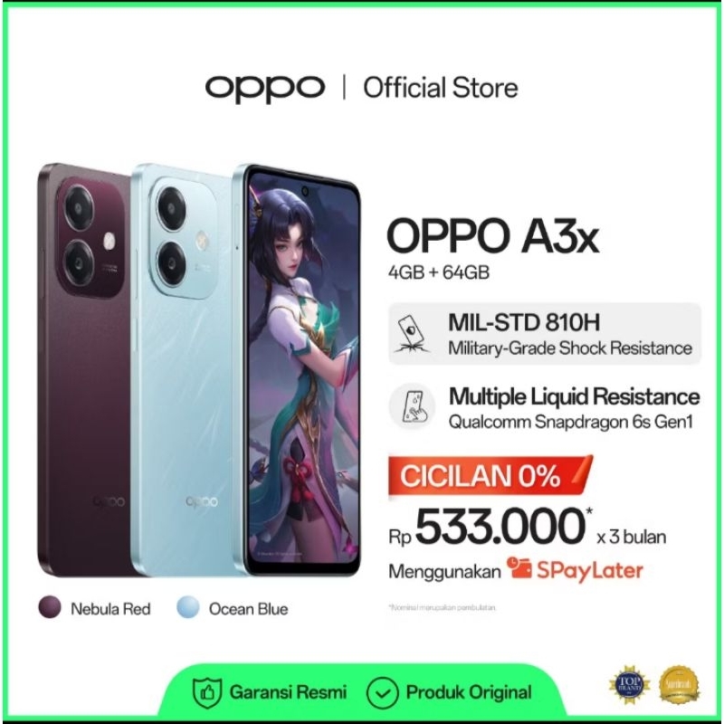 OPPO A3X RAM8*/128GB Snapdragon 6s 4G Gen1