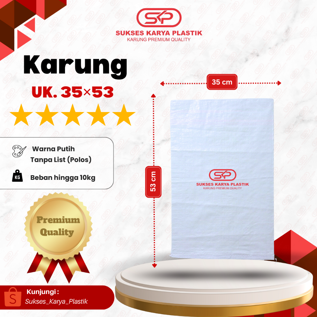 KARUNG PLASTIK 35 x 53 CM KUALITAS PREMIUM, KARUNG 35x53 CM, KARUNG PLASTIK 10 KG, KARUNG BERAS 10 K