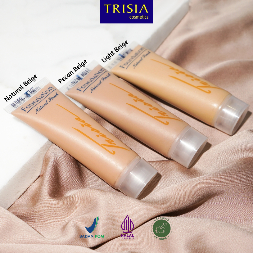Trisia Pecan Natural Light Beige Foundation Natural Finish 30ml Alas Bedak ILKA KOSMETIK