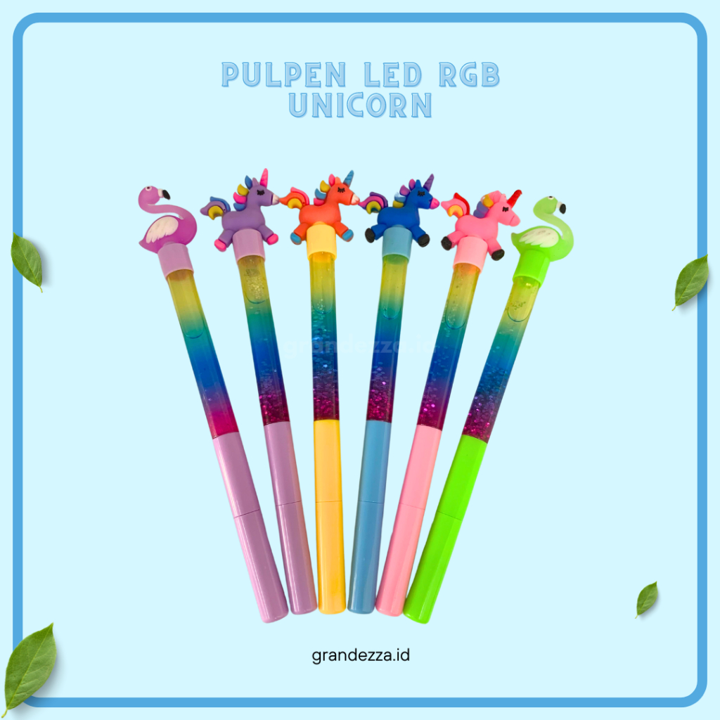 

Pulpen LED RGB Pena karakter Unicorn Gliter