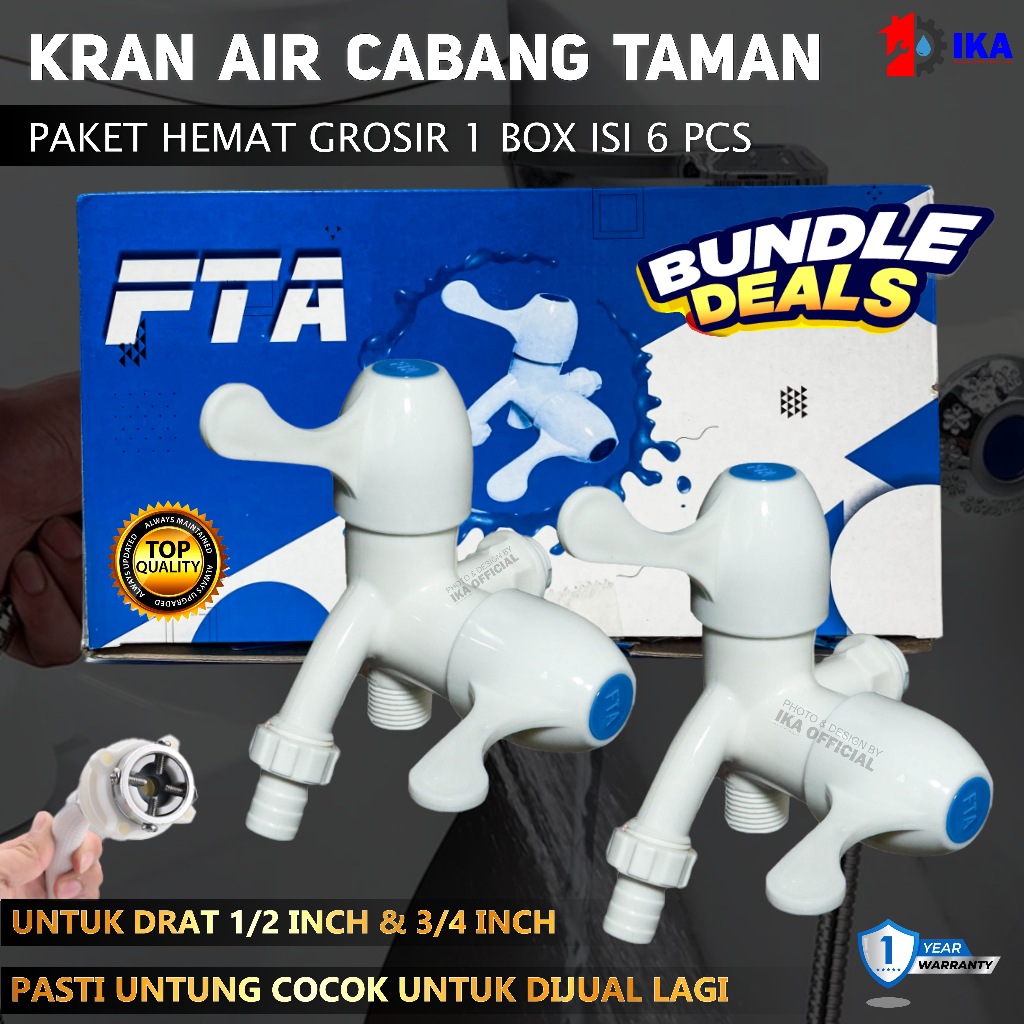 GROSIR 1 BOX ISI 6 PCS Kran Air Cabang kumbinasi PVCFTA Air Kombinasi Cucut Selang Cabang Kamar mand