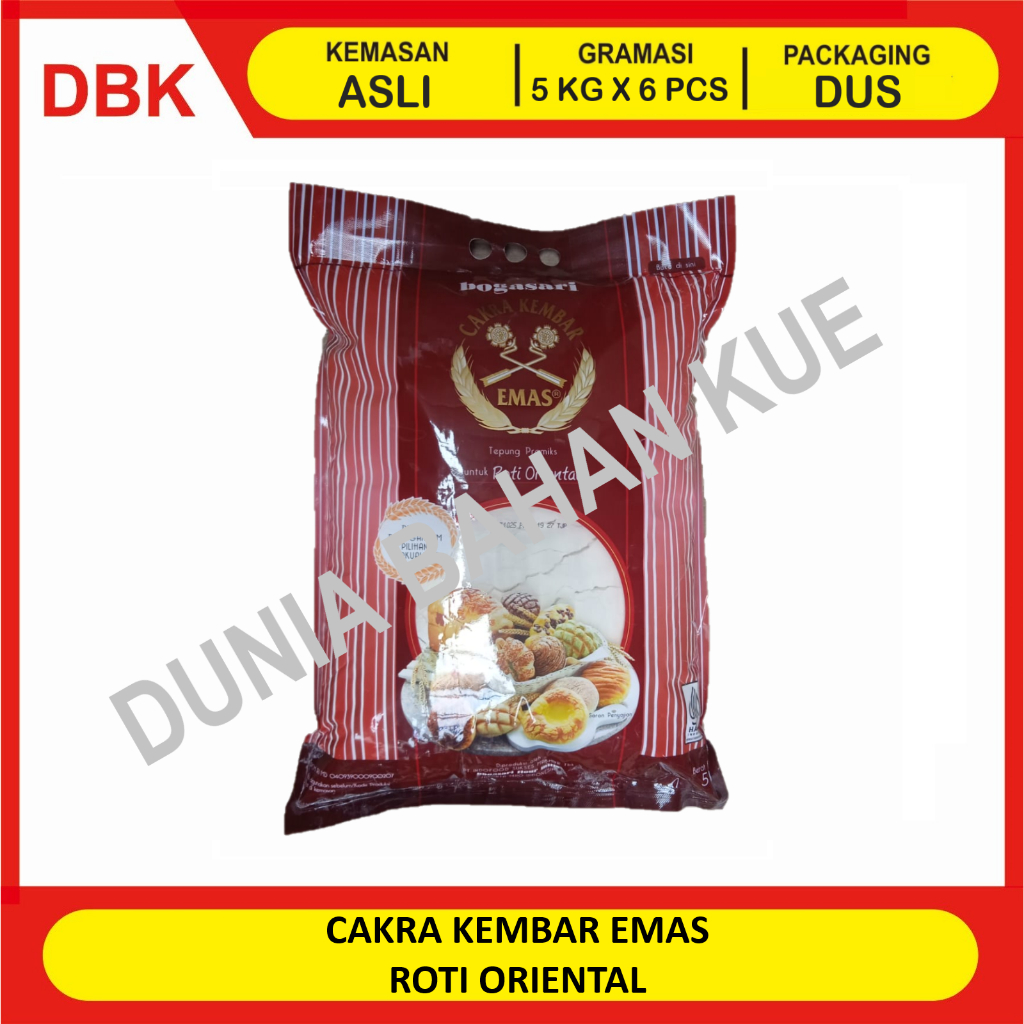 

CAKRA KEMBAR EMAS ROTI ORIENTAL 5 KG - 1 DUS 6 PCS / TEPUNG TERIGU ORIENTAL CAKRA KEMBAR EMAS