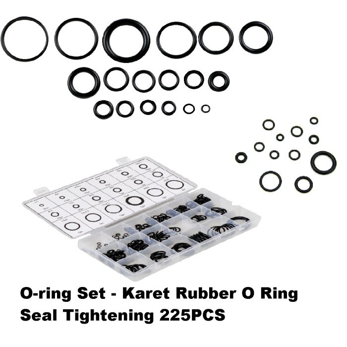 O-ring Set - Oring Seal Kit 225pcs - Karet Ring Set - Seal Set Motor Mobil - Sealing Rings - BELTER