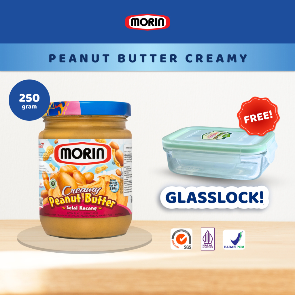 

MORIN PEANUT BUTTER CREAMY 250 GR - SELAI KACANG Free Glass lock