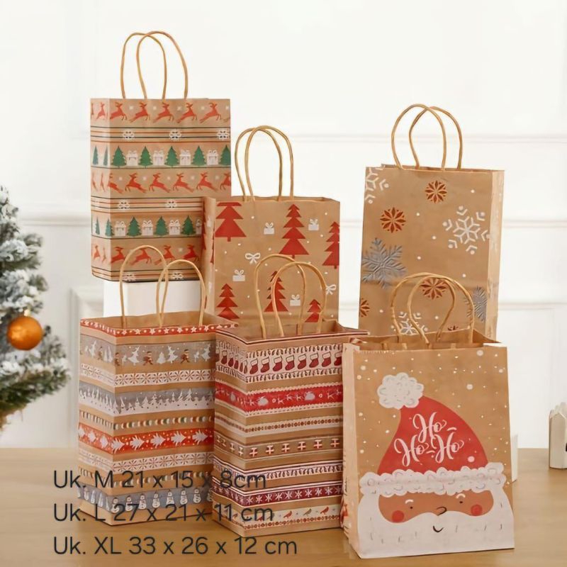 

paper bag natal wana coklat/paper bag merry christmas