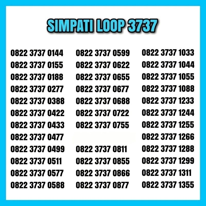 Nomor cantik simpati Loop 3737  internet sakti combo