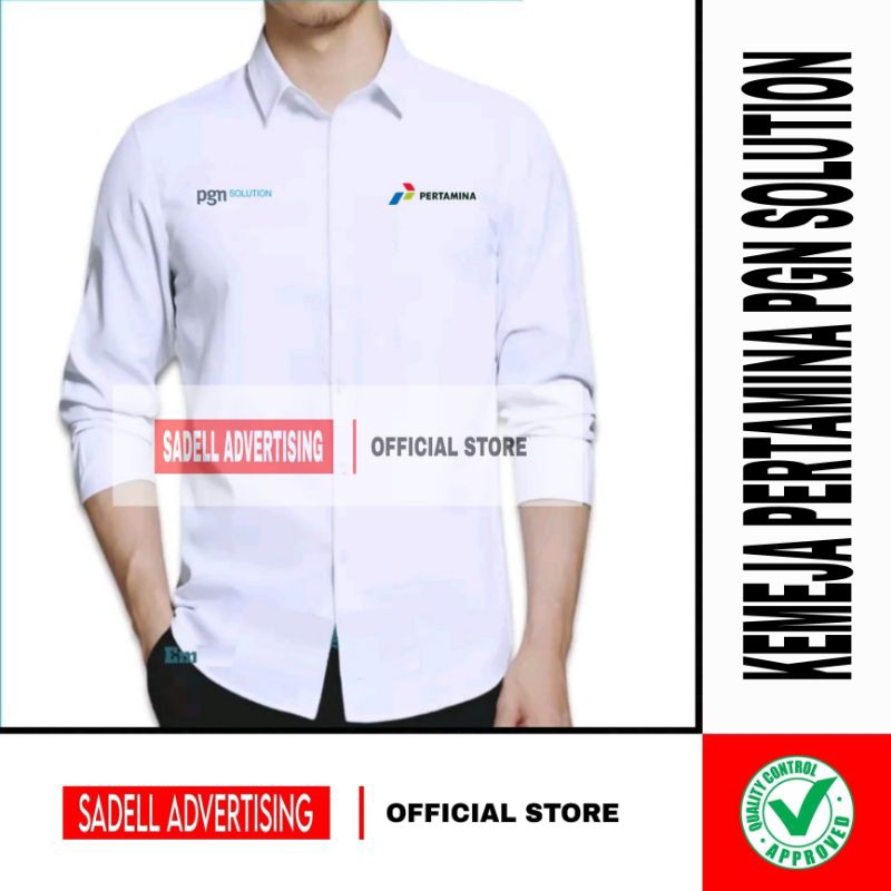 Kemeja Alisan Pertamina Seragam Alisan Pertamina PGN Solution Putih Lengan Panjang Pria Bordir