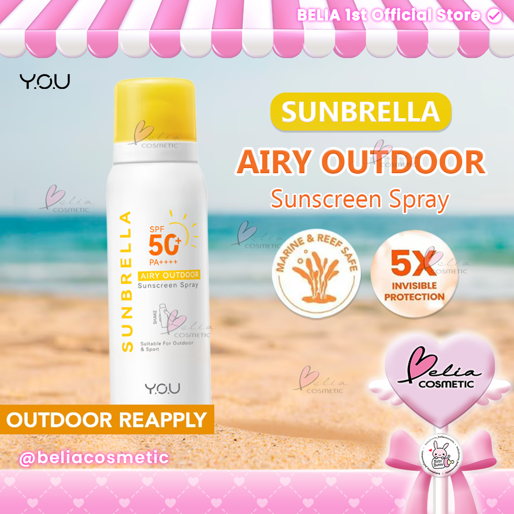 ❤ BELIA ❤ YOU Sunbrella Airy Outdoor Sunscreen Spray SPF50+ PA++++ 50ml | Tabir Surya Mist | Sweatpr