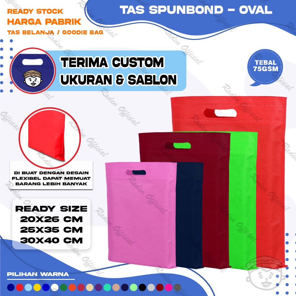 Goodie Bag Tas Belanja Spunbond Goody Bag Spoundbond Oval 30x40 Polos