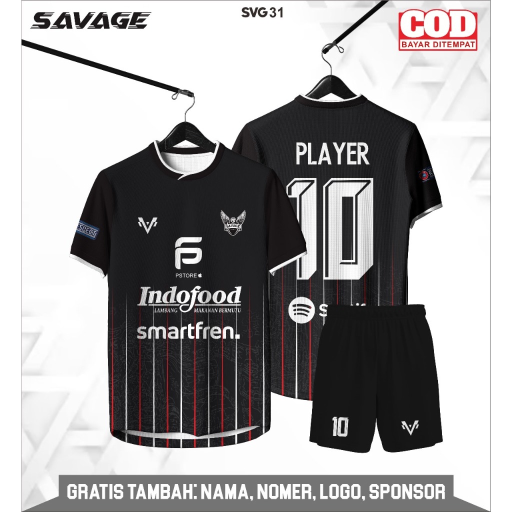 JERSEY FUTSAL CUSTOM NAMA DAN NOMOR PUNGGUNG HITAM LINE DEWASA ANAK KEKINIAN KEREN