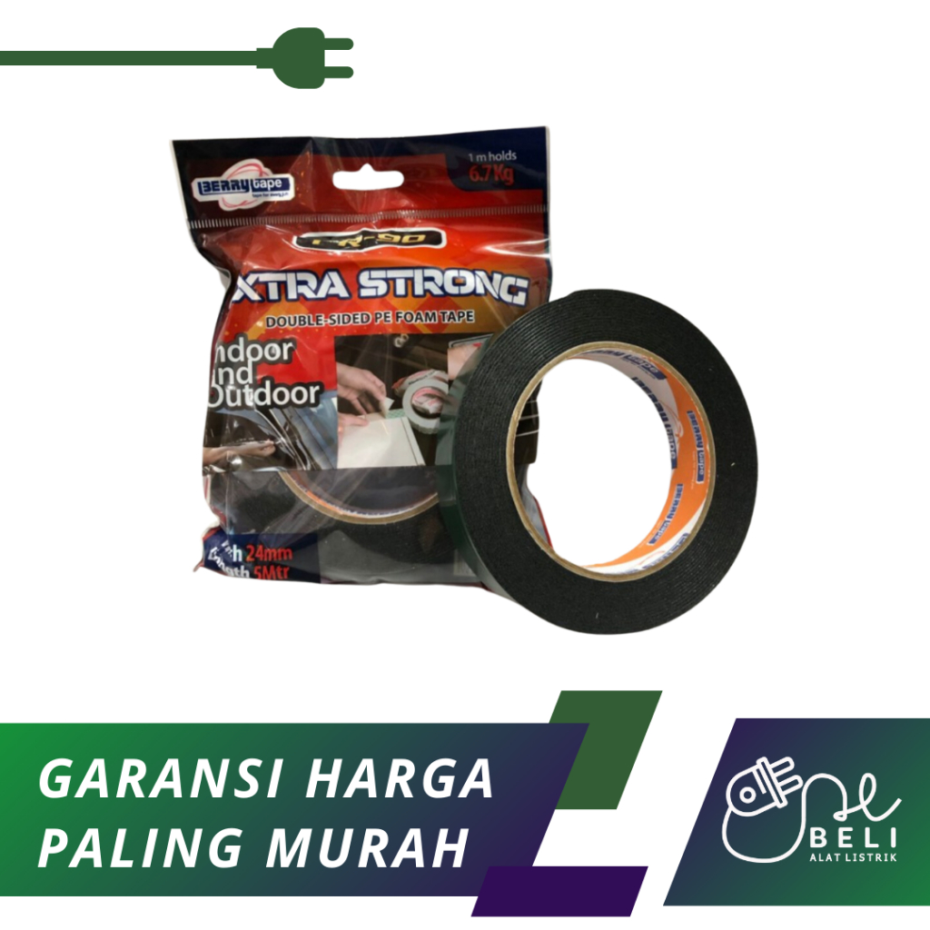 

Isolasi Bolak Balik Busa Berrytape Adhesive Double Foam Hijau 24mm