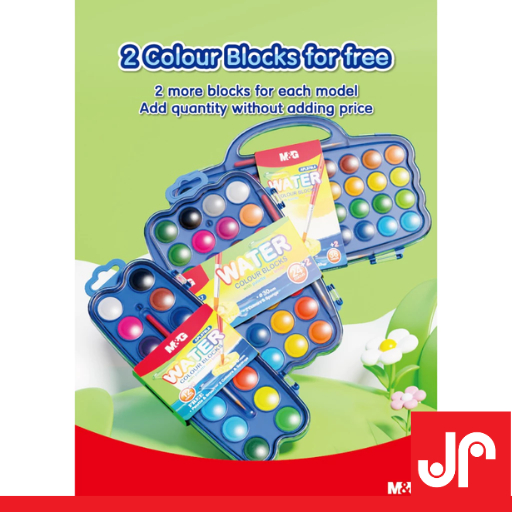 

M&G WATERCOLOR BLOCKS 12 24 36 COLOUR FREE BRUSH/ CAT AIR 12 24 36 WARNA ANAK SEKOLAH
