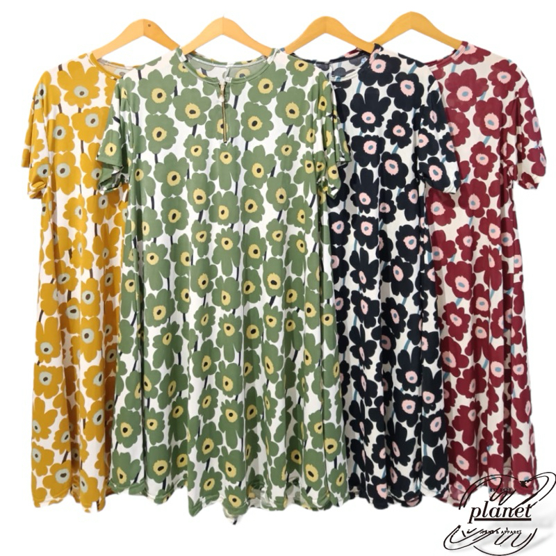 DASTER JUMBO WANITA LD 120 BUNGA MIDI DRESS BIG SIZE BAHAN MELAR JERSEY RESLETING DEPAN DRESS BUSUI