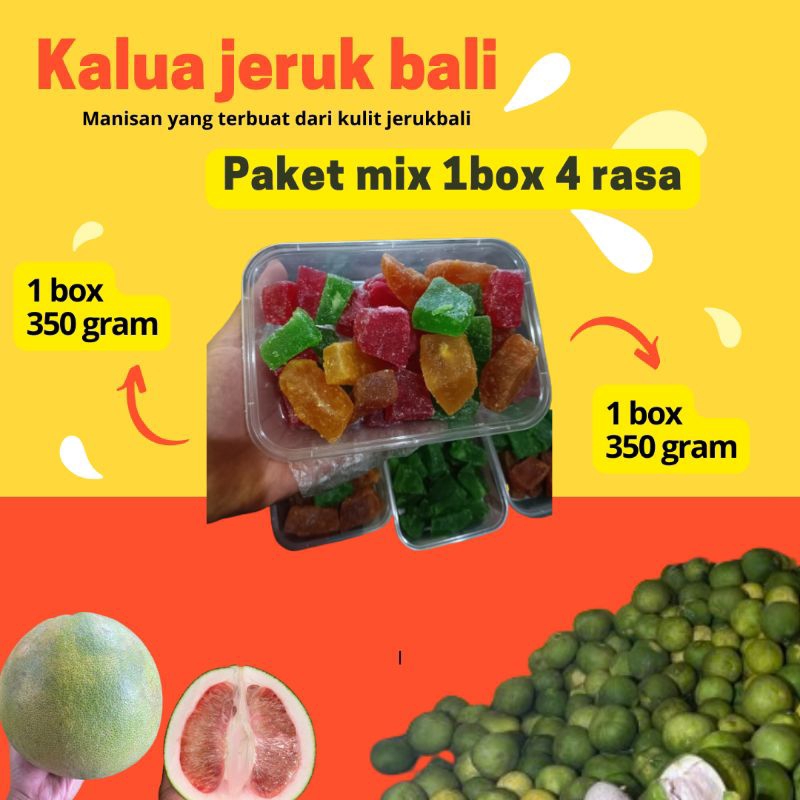 

Manisan kulit jeruk bali KALUA JERUK BALI 1box campur 4 varian Rasa MANIS LEGIT tidak pait