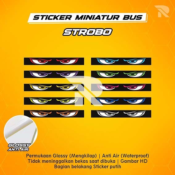 Sticker Strobo Mata Miniatur Bus Basuri / Stiker Mainan Bus telolet / Sticker Miniatur Bus