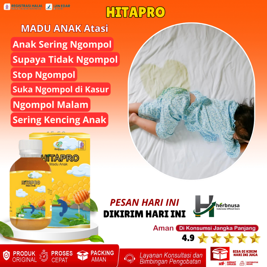 Madu Anak HITAPRO Obat Anak Supaya Tidak Ngompol Di Celana, Stop Ngompol Untuk Anak, Anak Sering Ngo