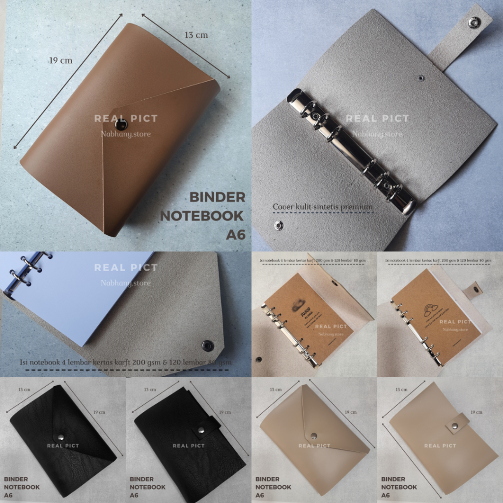 Binder A6 Kulit Sintetis, Binder Aesthetic Binder Notebook A6 Untuk Saving Challenge