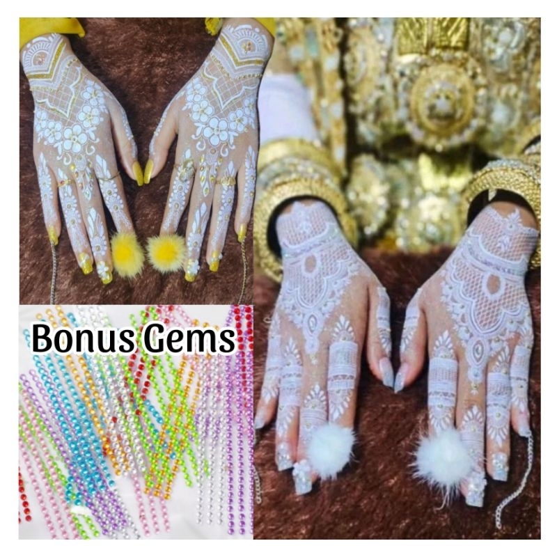 Stiker Henna Motif Bridal - White Henna Pengantin - Henna Instant