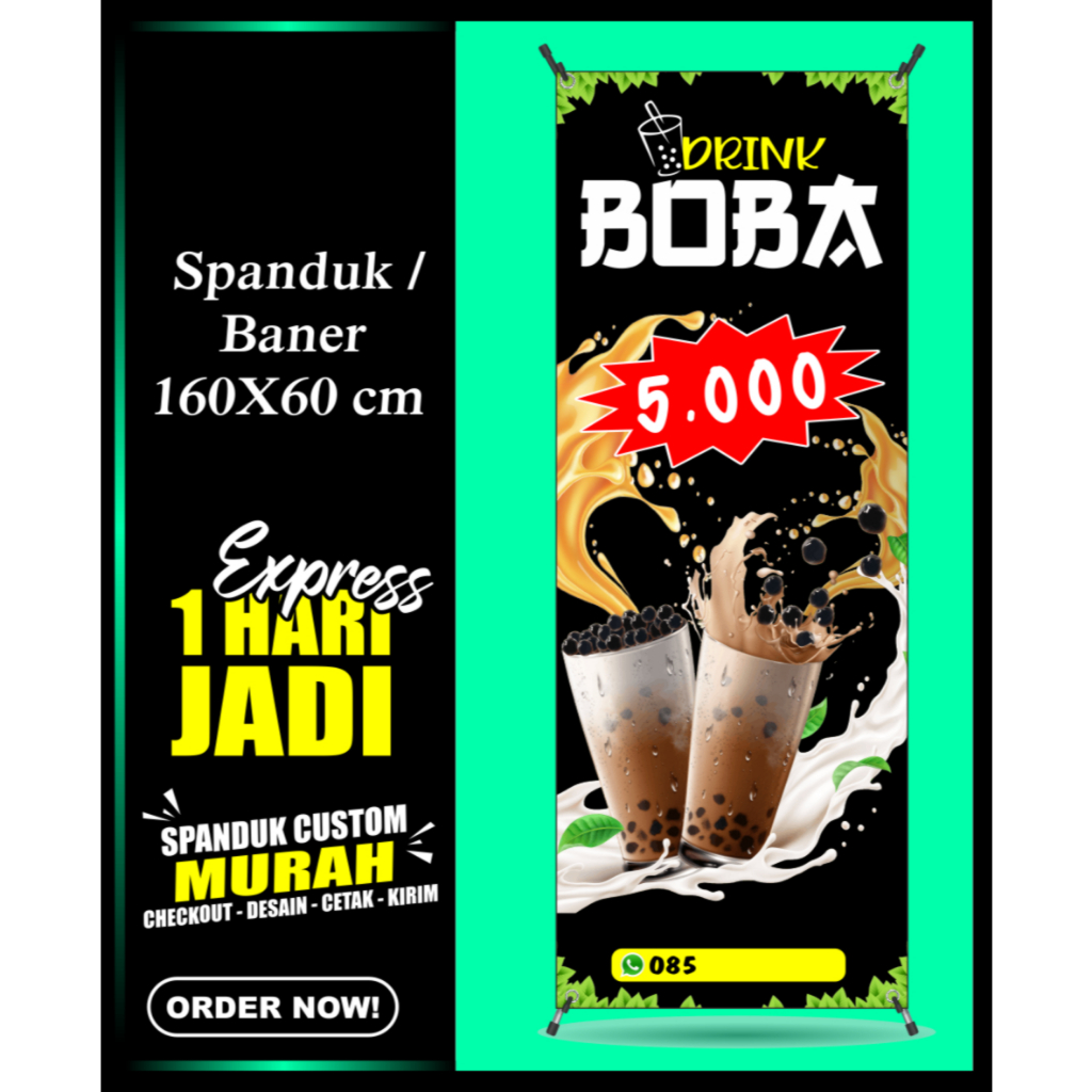 Banner BOBA, Spanduk BOBA 160X60 cm, COD / Banner BOBA, Spanduk BOBA 160X60 cm, COD