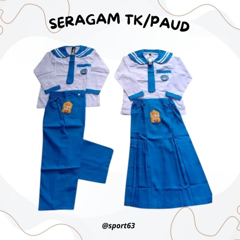 Seragam sekolah anak TK/Paud/ seragam sekolah anak TK nasional/satu set baju anak tk lengan panjang/