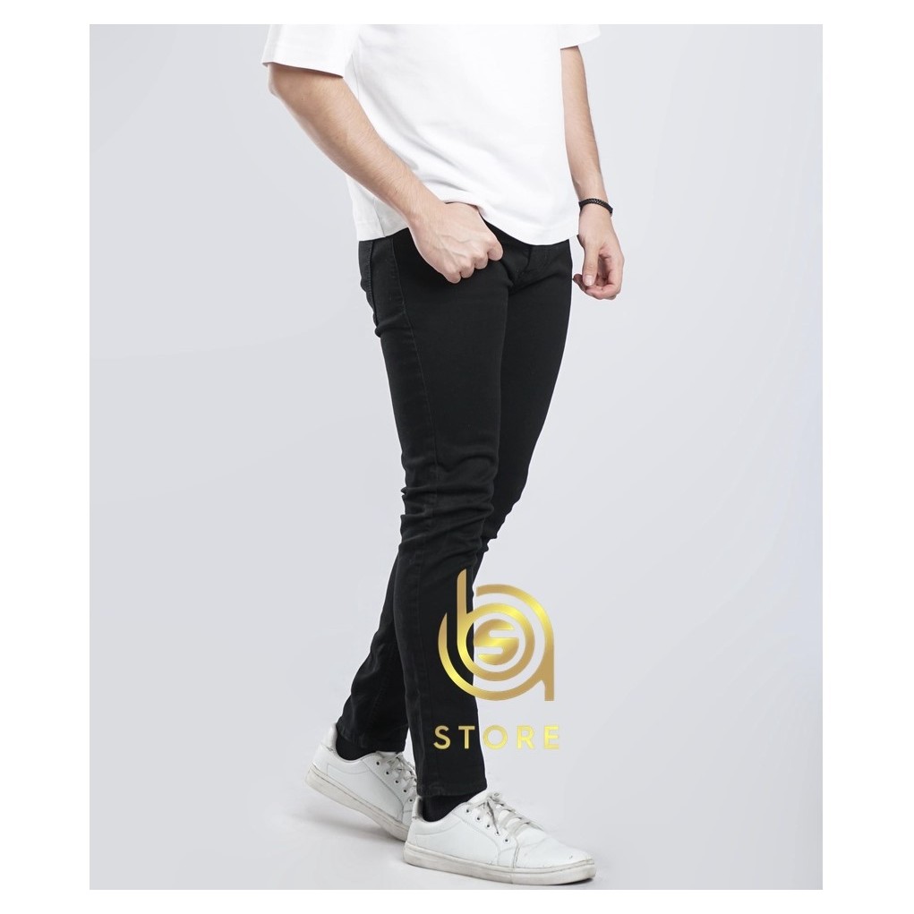Celana Jeans Panjang Pria Dewasa Terbaru Buat Santai Bahan Melar Adem 100% Original Warna Hitam