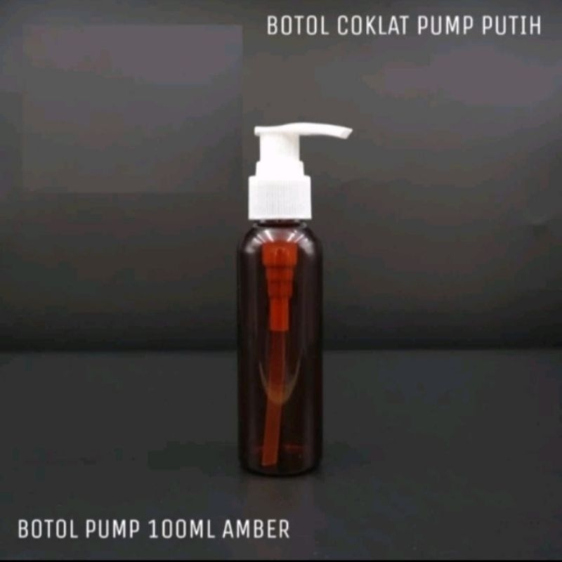 Botol Pump 100ml Amber / Botol Amber Tutup Pump Lotion Coklat
