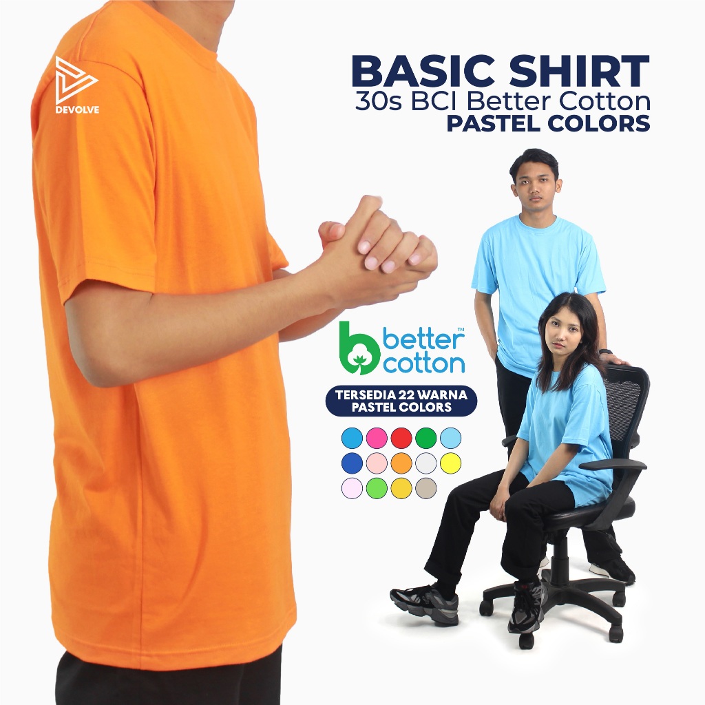 Devolve Kaos Polos T-Shirts Basic 30s BCI Pastel Series
