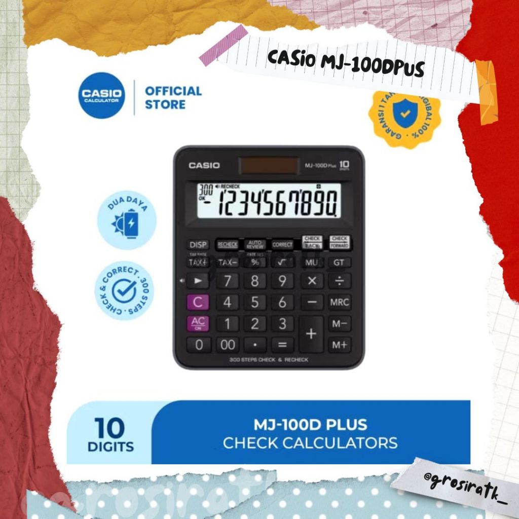 

CASIO Kalkulator MJ-100DPlus / Kalkulator Dagang / Kalkulator Bisnis / kalkultor Fungsi Recheck Kalkulator 10 Digit