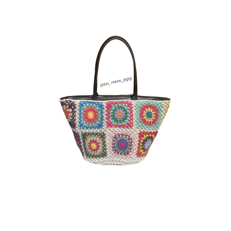 Tas anyaman kombinasi rajutan/Tas Rajutan Jegeg