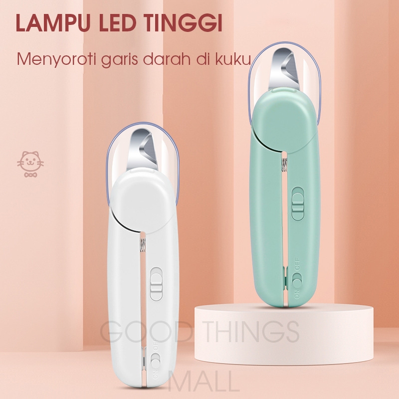 Lampu LED kucing anti-darah penggiling kuku perlengkapan anjing gunting kuku gunting kuku hewan gunt