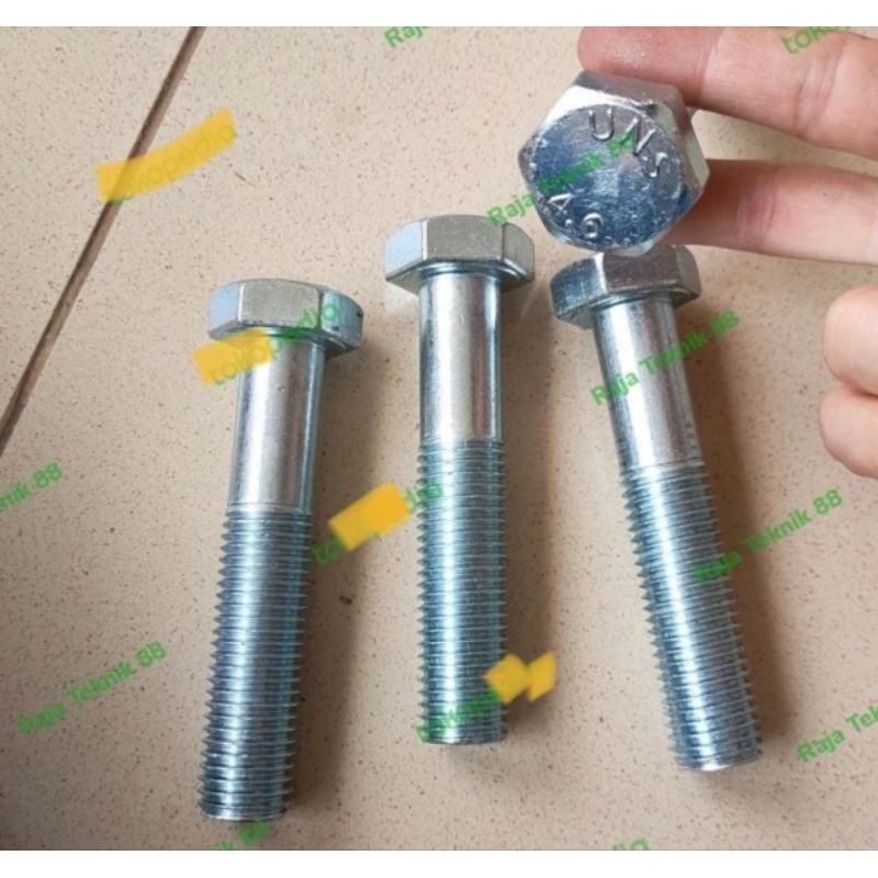 baut galvanis m20x100 kunci 30 drat pitch 2.5 / baut m20x100 / baut m20 x 100 galvanis / baut galvan