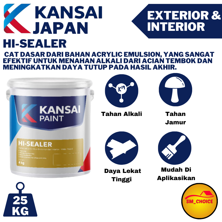 KANSAI HI SEALER 25  KG CAT DASAR TEMBOK CAT DASAR WATER-BASED 25KG CAT DASAR TEMBOK PUTIH