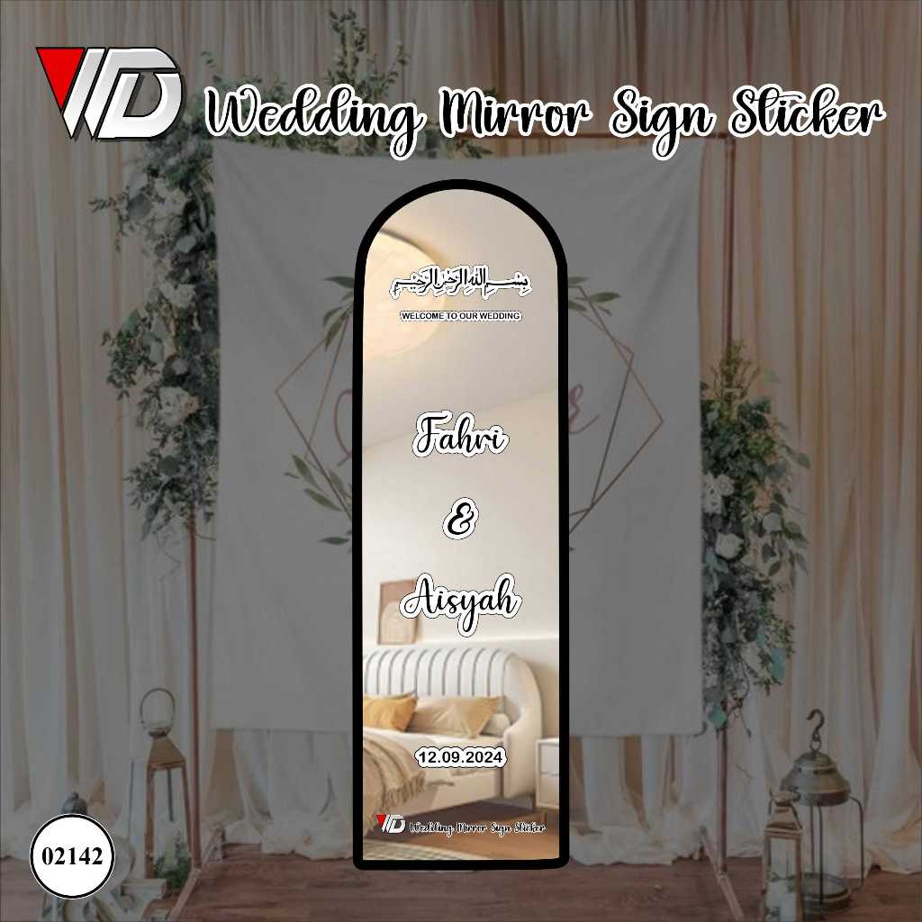 02142 Stiker Wedding Sign - Stiker Mirror Wedding / Engagement/ Welcome Sign