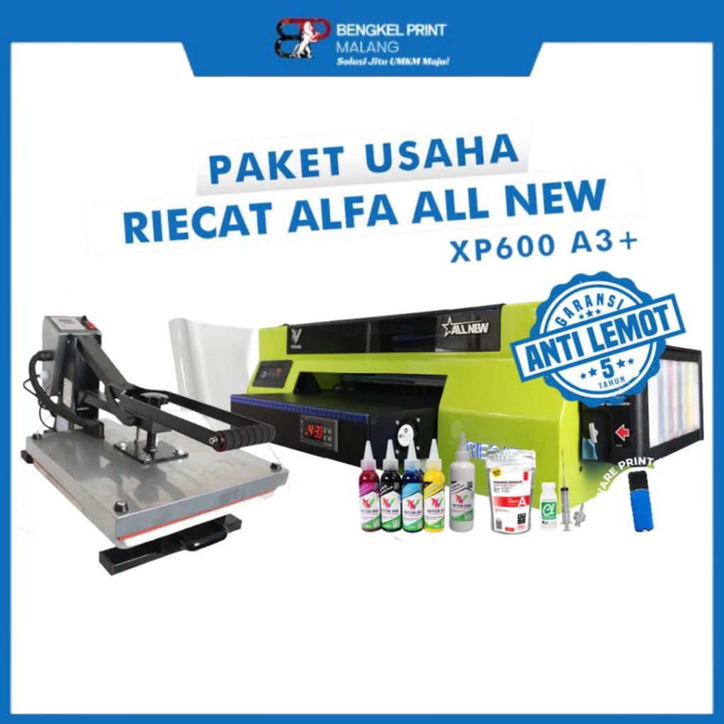 Paket Usaha Sablon DTF | Paket Mesin Riecat Alfa All New + Mesin Press (Only)