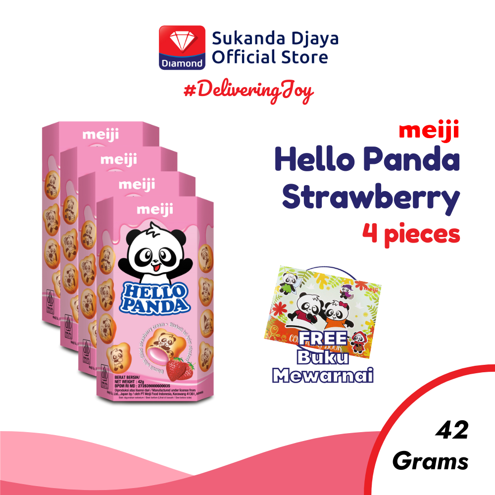 

Meiji Hello Panda Biskuit Strawberry Snack Ringan 42 Gr