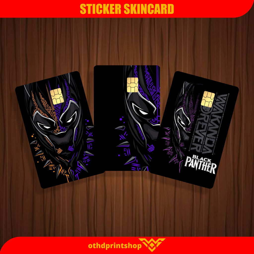 

SKINCARD STICKER STIKER ATM EMONEY FLAZZ ETOL STIKER KARTU TEMA BLACK PANTHER TINGGAL TEMPEL