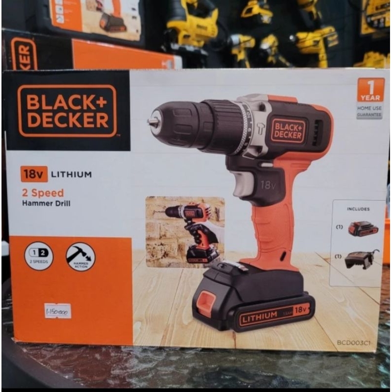 BLACK+DECKER BCD003C1-B1 BOR HAMMER DRILL CORDLESS 18V/BOR BATTERY