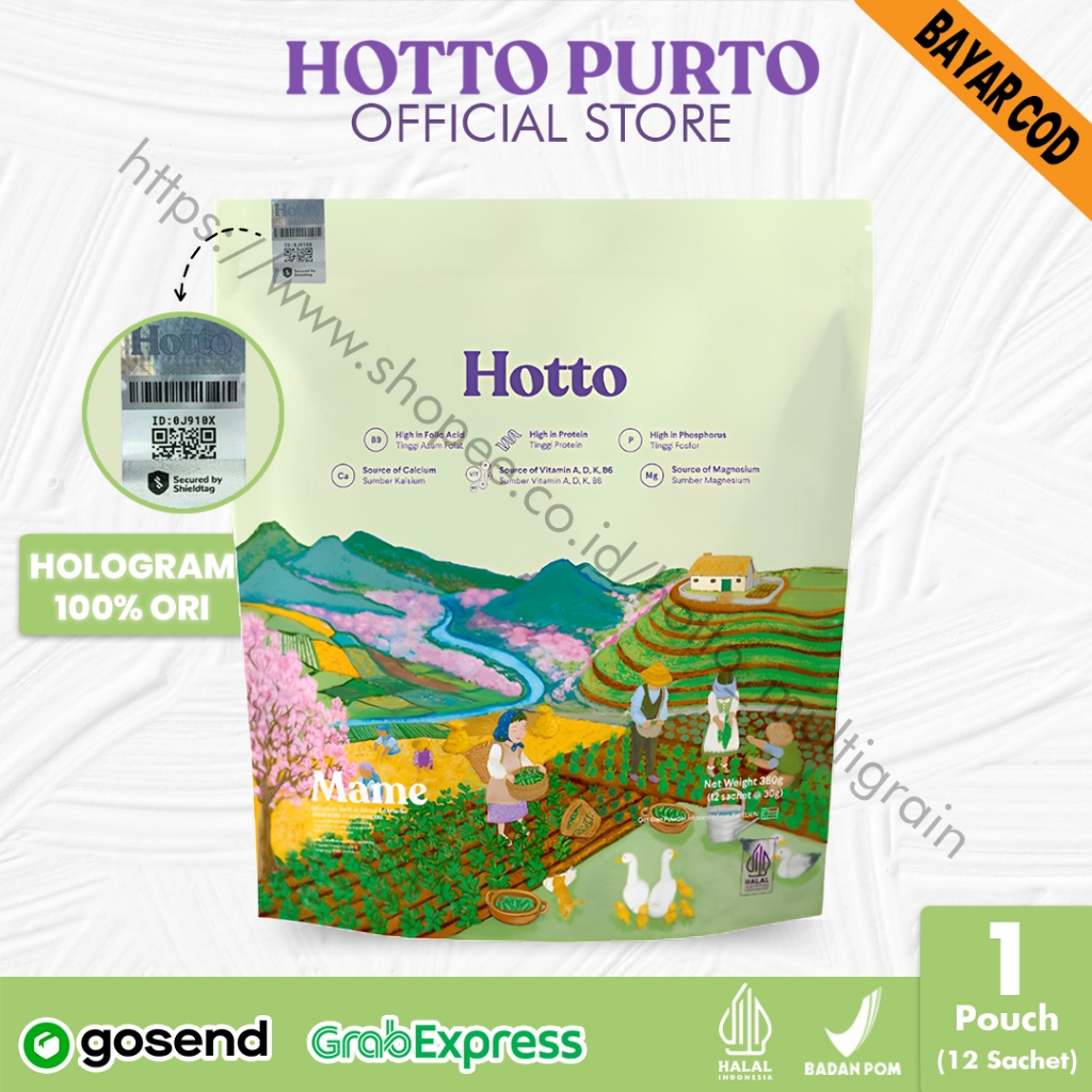 

HOTTO PURTO MULTIGRAIN MAME DIET SEHAT RENDAH KALORI BERSERAT TINGGI OAT 1 POUCH ISI 12 SACHET