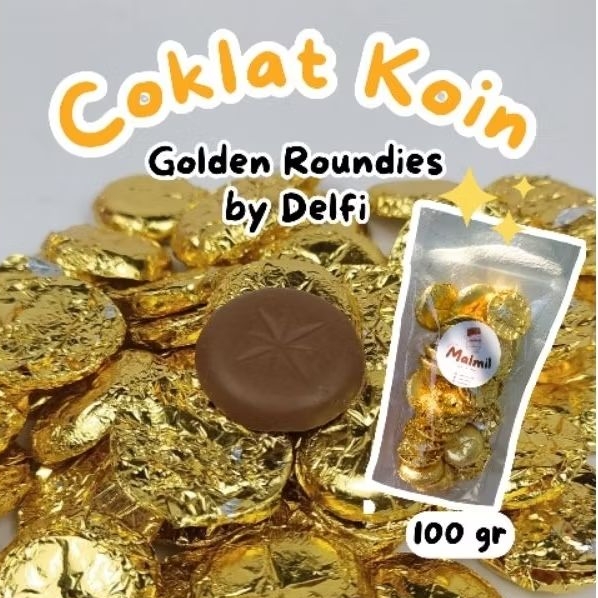 

[COD] Coklat Koin Kiloan | Coklat Ayam Jago Golden Roundies 100 gr Malmil coklat