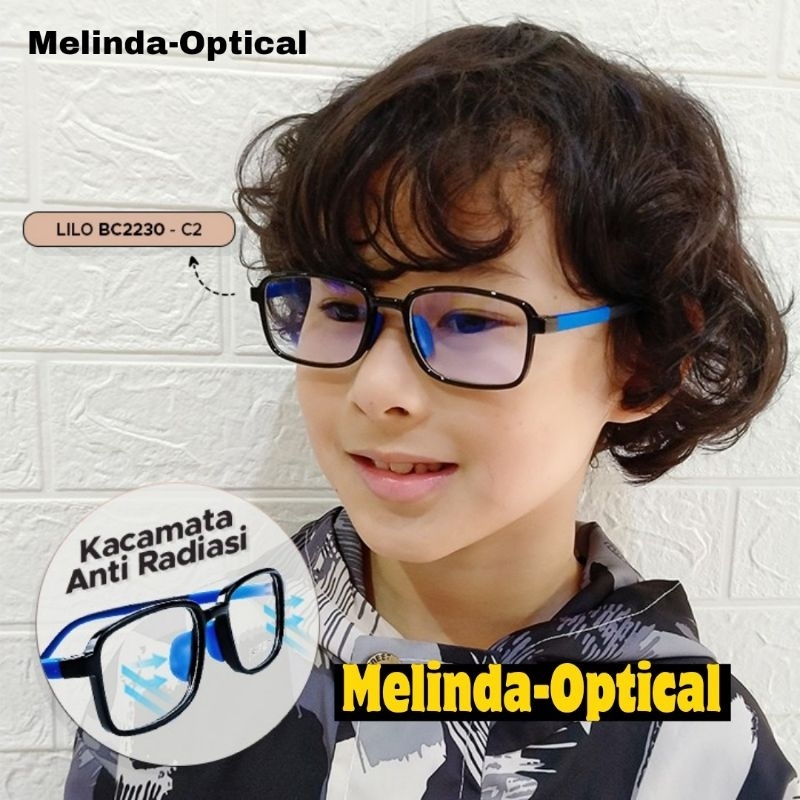 Frame Kacamata Anak Kode 2230 Bahan Plastik Lentur Ringan Elastis Lensa Antiradiasi Photocromic Blue