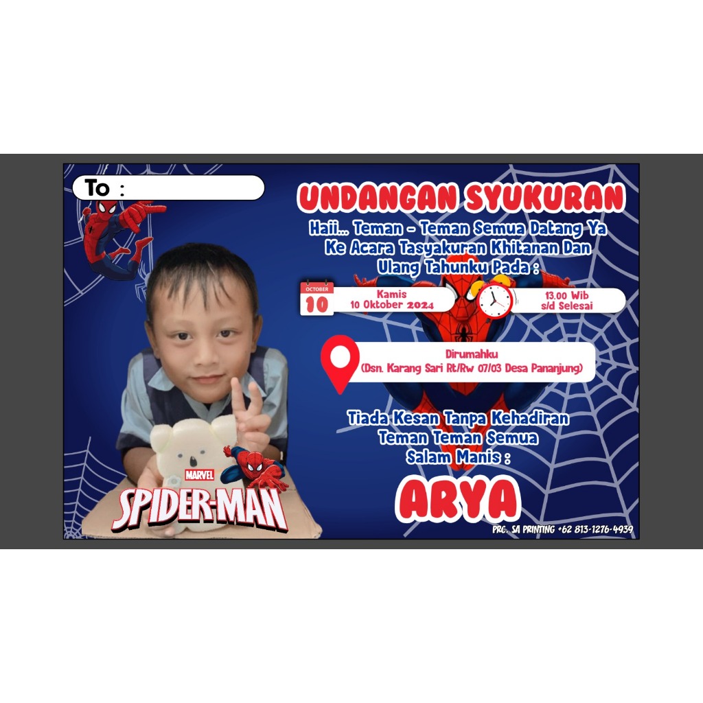 UNDANGAN ULTAH ANAK COWOK BISA DIKASIH FOTO ANAK - KARTU UNDANGAN ULANG TAHUN