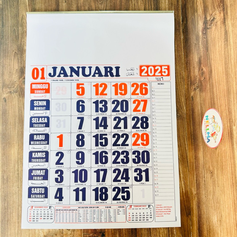 

Kalender Dinding Kerja Ukuran Standar 2025