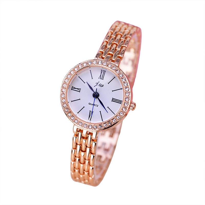 Jam Tangan Wanita Rantai Kecil Elegan Jam Tangan Analog Diamond Anti Air JW06